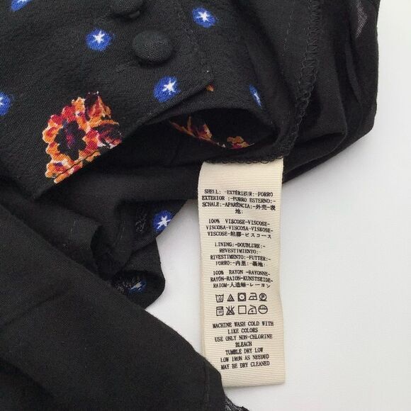 Free People Floral Smocked Dress Medium Square Neck‎ Billow Sleeve NWOT - Picture 6 of 7